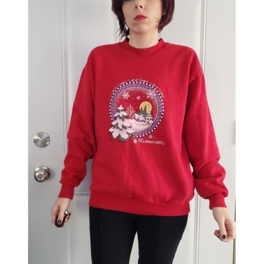 Minnesota Snow Scene‎ Crew Neck Sweatshirt